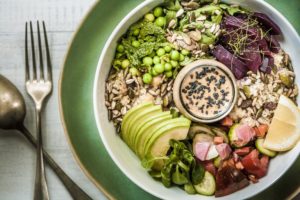 Bowl of healthy vegan food